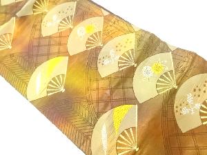 リサイクル　扇に菊模様織り出し名古屋帯（着用可）